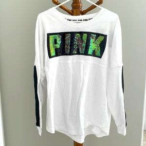 PINK Sequin Light Sweater/Long Sleeve Shirt, size Large